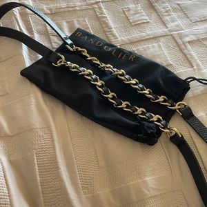 Bandolier strap black with gold chain and diamonds